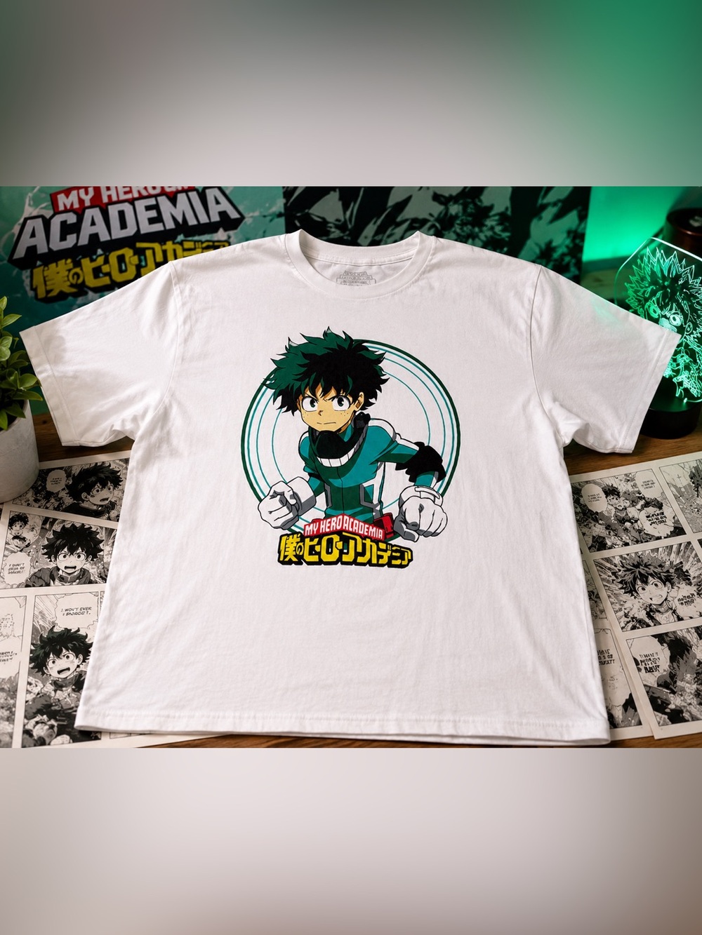 My Hero Academia Deku Anime Graphic Tee White 2XL Funimation Shirt